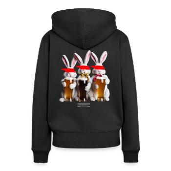 Drei Hasen - Frauen Premium Bio Hoodie - Schwarz - Hinten - Julia (174cm)