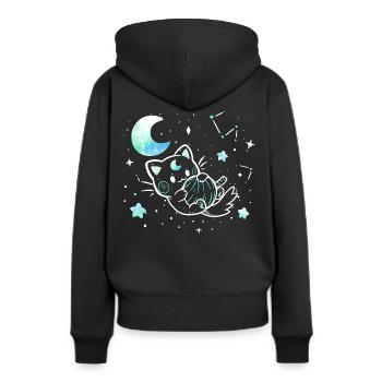 Katze in den Sternen - Frauen Premium Bio Hoodie - Schwarz - Hinten - Julia (174cm)