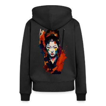 Guerrier samouraï – Splash Art flashy - Sweat à capuche Premium bio Femme - noir - Dos - Julia (174cm)