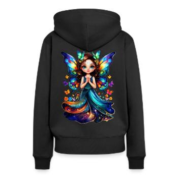 Charmante Fée Papillon - Sweat à capuche Premium bio Femme - noir - Dos - Julia (174cm)