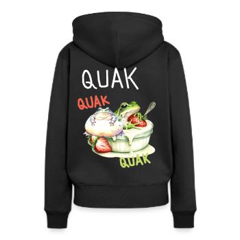 Frosch Frösche Quak Dessert Nachtisch Kinder - Frauen Premium Bio Hoodie - Schwarz - Hinten - Julia (174cm)