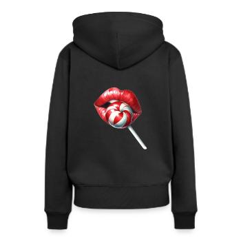Embrasser la bouche sucette bonbon - Sweat à capuche Premium bio Femme - noir - Dos - Julia (174cm)
