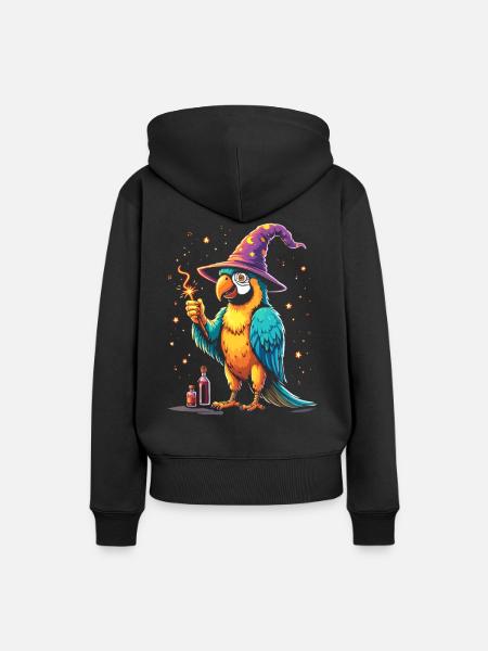 Zauberer Papagei Squaaawk Abrakadabra! Halloween-Vogel - Frauen Premium Bio Hoodie - Schwarz