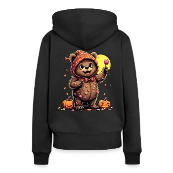 Candy Monster Bär Knurren oween! - Frauen Premium Bio Hoodie - Schwarz - Hinten - Julia (174cm)