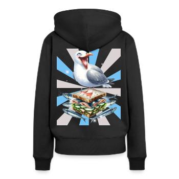 Reto Seagull Seagulls Sandwidsch Hareng - Sweat à capuche Premium bio Femme - noir - Dos - Julia (174cm)