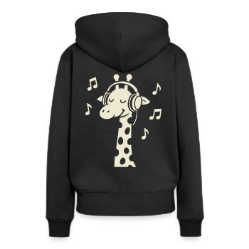 Lo-Fi Musik Giraffe Retro Vaporwave Hip Hop - Frauen Premium Bio Hoodie - Schwarz - Hinten - Julia (174cm)