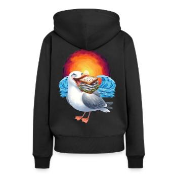 Sandwidsch Hareng Poisson Mouette Maritime - Sweat à capuche Premium bio Femme - noir - Dos - Julia (174cm)