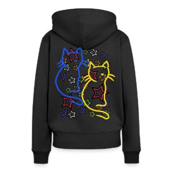 Retro Katze Katzen 60er - Frauen Premium Bio Hoodie - Schwarz - Hinten - Julia (174cm)