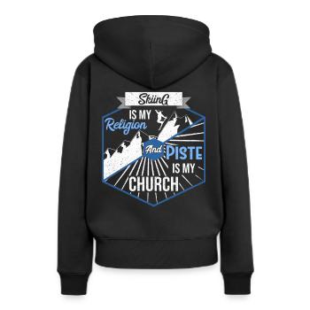 Skipiste Ski Skier - Frauen Premium Bio Hoodie - Schwarz - Hinten - Julia (174cm)