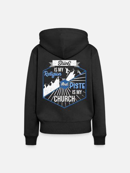 Skipiste Ski Skier - Frauen Premium Bio Hoodie - Schwarz