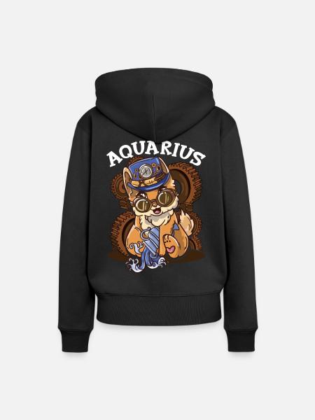 Sternzeichen Wassermann Astrologie Katze - Frauen Premium Bio Hoodie - Schwarz