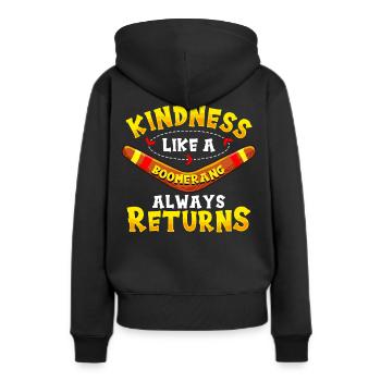 Freundlichkeit Wie Ein Bumerang - Frauen Premium Bio Hoodie - Schwarz - Hinten - Julia (174cm)