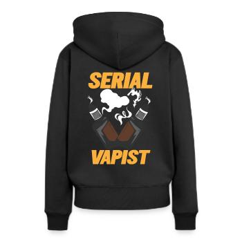 Vaping Serial Vapist E-zigarette - Frauen Premium Bio Hoodie - Schwarz - Hinten - Julia (174cm)
