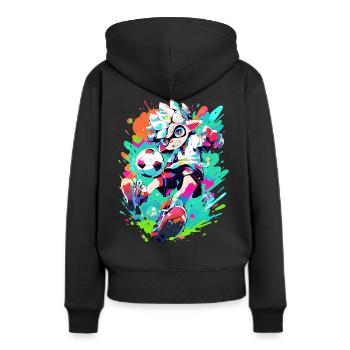Footballeur funky dans un look de jeu de street art cool - Sweat à capuche Premium bio Femme - noir - Dos - Julia (174cm)
