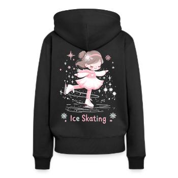 Schlittschuhzauber: Mädchen auf dem Eis - Frauen Premium Bio Hoodie - Schwarz - Hinten - Julia (174cm)