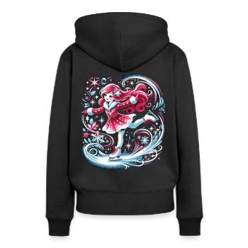 Anmut auf dem Eis: Rotes Haar, Schlittschuhmagie - Frauen Premium Bio Hoodie - Schwarz - Hinten - Julia (174cm)
