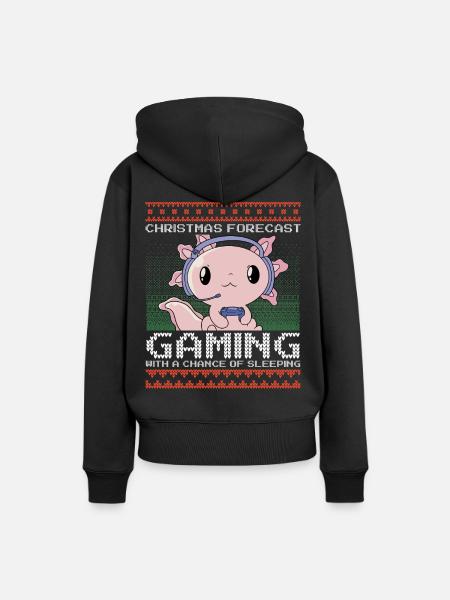 Grappige kerstvoorspelling Gaming Axolotl Lelijke kerst - Dame Premium hoodie, økologisk bomuld - sort