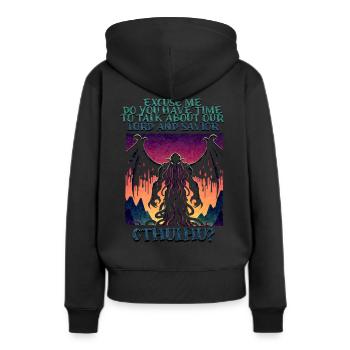 Seigneur et Rédempteur Cthulhu Cult Lovecraft Necronomicon - Sweat à capuche Premium bio Femme - noir - Dos - Julia (174cm)