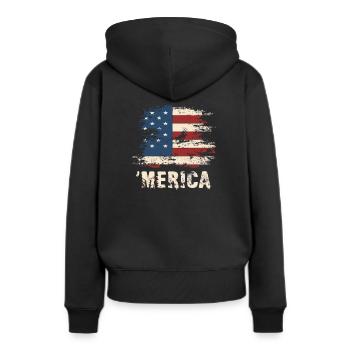 'Merica United States American Independence Day - Sweat à capuche Premium bio Femme - noir - Dos - Julia (174cm)