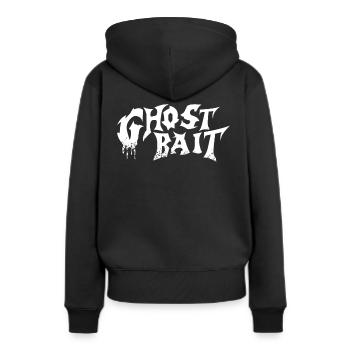 Appât fantôme Lettrage en détresse | Appât fantôme - Sweat à capuche Premium bio Femme - noir - Dos - Julia (174cm)