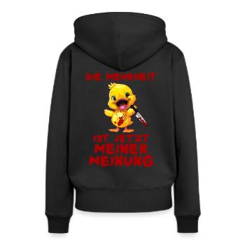 La majorité de mon avis Canard au couteau Halloween - Sweat à capuche Premium bio Femme - noir - Dos - Julia (174cm)