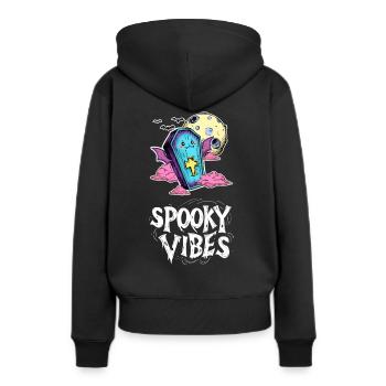 Fliegender Sarg mit Fledermausflügeln Design - Frauen Premium Bio Hoodie - Schwarz - Hinten - Julia (174cm)
