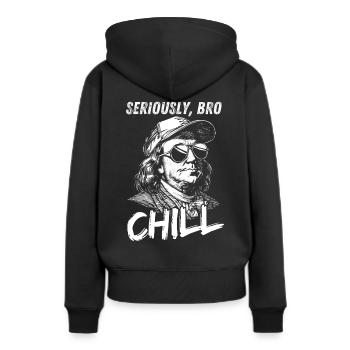 Sérieusement Bro Chill Benjamin Franklin Meme Figurine - Sweat à capuche Premium bio Femme - noir - Dos - Julia (174cm)