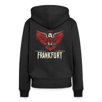 Frankfurt Adler Ausgebreitet FFM Fußballfans - Frauen Premium Bio Hoodie - Schwarz - Hinten - Julia (174cm)