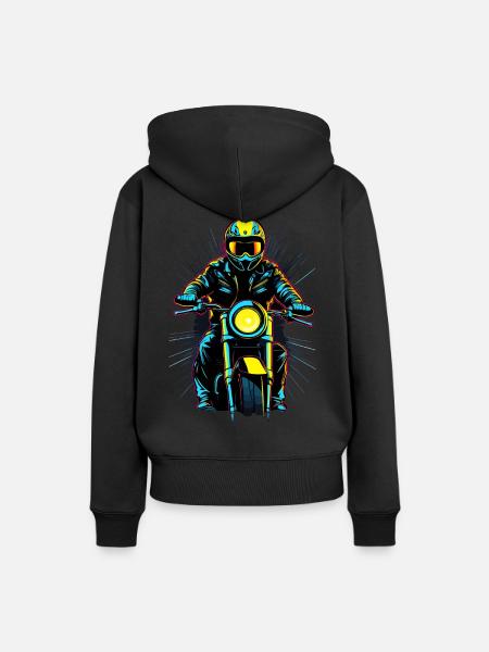 Neon-Motorradfahrer - Frauen Premium Bio Hoodie - Schwarz