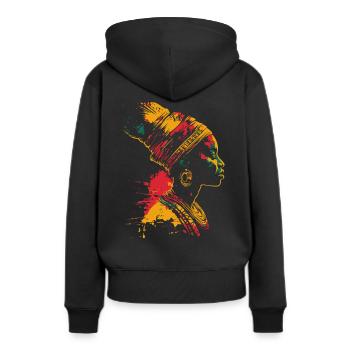 Farbenfrohes Heritage Black History Month Profil - Frauen Premium Bio Hoodie - Schwarz - Hinten - Julia (174cm)