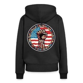 Patrimoine du Mois de l’histoire des Noirs afro-américains - Sweat à capuche Premium bio Femme - noir - Dos - Julia (174cm)