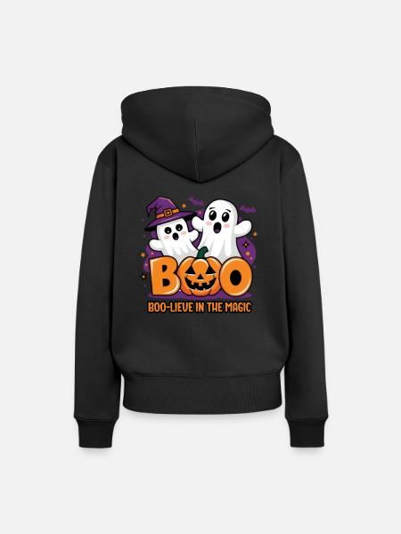 Süßes Geist Halloween Outfit Damen - Frauen Premium Bio Hoodie - Schwarz