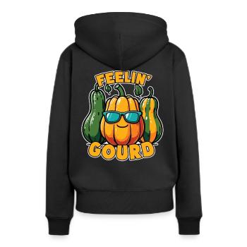 Feel Me Gourd - Tenue drôle d’automne - Sweat à capuche Premium bio Femme - noir - Dos - Julia (174cm)