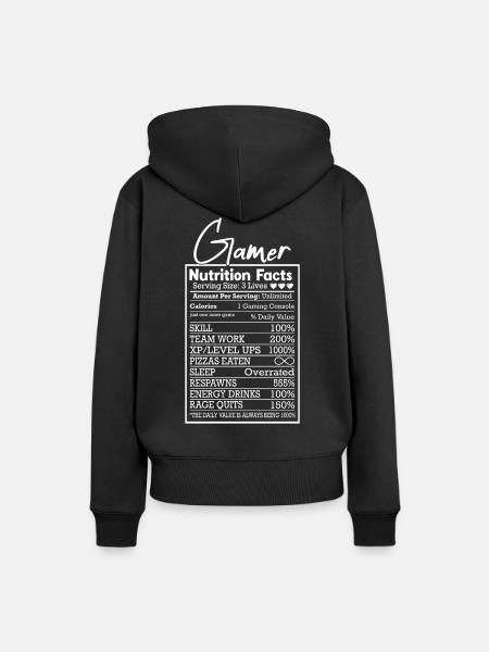 Gamer Nährwerte – Lustiges Design für Zocker - Frauen Premium Bio Hoodie - Schwarz
