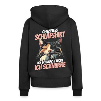 nieOffizielles Schlafshirt - Dreifarbiges Kätzchen - Frauen Premium Bio Hoodie - Schwarz - Hinten - Julia (174cm)