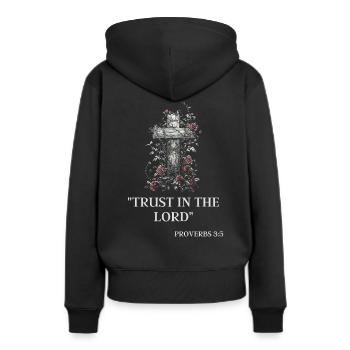 Croix de Jésus : Résurrection, Amour, Rédemption - Sweat à capuche Premium bio Femme - noir - Dos - Julia (174cm)