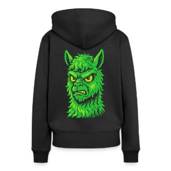 Wütendes Neon-Lama mit Killerblick - Frauen Premium Bio Hoodie - Schwarz - Hinten - Julia (174cm)