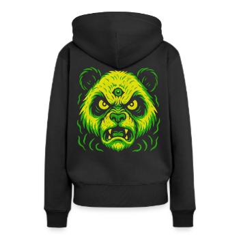 Dreiaugiger Neon-Panda mit Killerblick - Frauen Premium Bio Hoodie - Schwarz - Hinten - Julia (174cm)