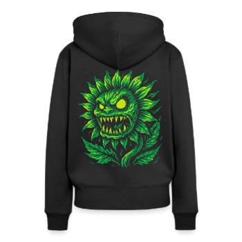 Dämonische Sonnenblume im Neonstil - Frauen Premium Bio Hoodie - Schwarz - Hinten - Julia (174cm)
