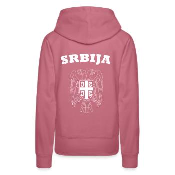 Serbie Srbija Adler Armoiries Drapeau Amour Football - Sweat à capuche Premium bio Femme - mauve - Dos - Isabella (175cm)