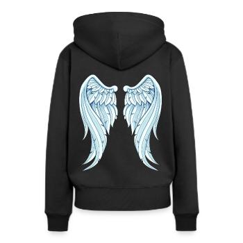 Angelwings drôle idée cadeau Ailes d’ange - Sweat à capuche Premium bio Femme - noir - Dos - Julia (174cm)