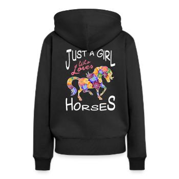 Fille cheval - Sweat à capuche Premium bio Femme - noir - Dos - Julia (174cm)