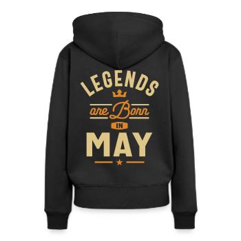 Les légendes sont nées en mai anniversaire - Sweat à capuche Premium bio Femme - noir - Dos - Julia (174cm)