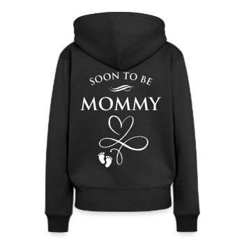Bientôt maman maman drôle de grossesse pour les femmes - Sweat à capuche Premium bio Femme - noir - Dos - Julia (174cm)