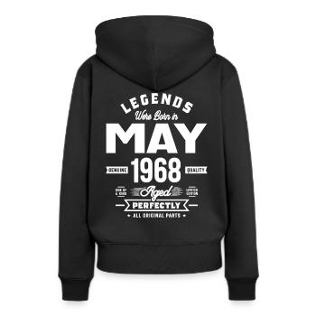 Légendes sont nées en mai 1968 Anniversaire Vintage - Sweat à capuche Premium bio Femme - noir - Dos - Julia (174cm)