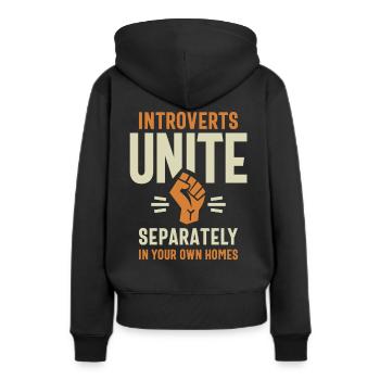 Les introvertis s’unissent séparément Citation amusante - Sweat à capuche Premium bio Femme - noir - Dos - Julia (174cm)