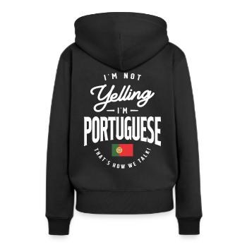 Je ne crie pas Je suis portugais Drôle de portugais Pr - Sweat à capuche Premium bio Femme - noir - Dos - Julia (174cm)