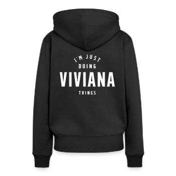 Je fais juste des choses Viviana Nom personnalisé - Sweat à capuche Premium bio Femme - noir - Dos - Julia (174cm)