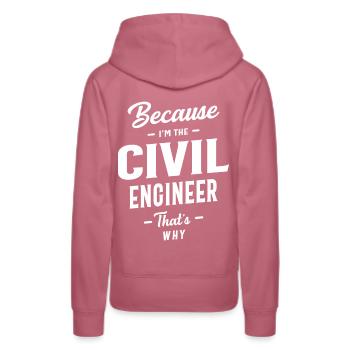 Titre du poste d’ingénieur civil Profession - Sweat à capuche Premium bio Femme - mauve - Dos - Isabella (175cm)