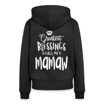 Die größten Segnungen der Frauen Call Me Mamaw - Frauen Premium Bio Hoodie - Schwarz - Hinten - Julia (174cm)